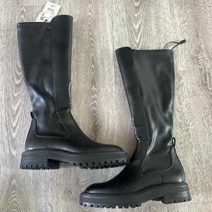 Zara Black Knee-High Chunky Boots